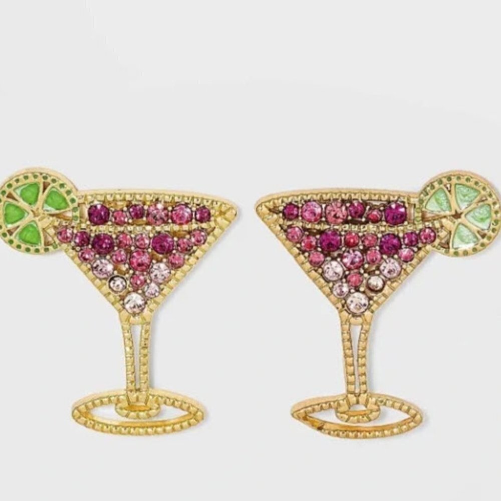 BaubleBar Splash of Cran Cosmos Cocktails Stud Earrings Sugarfix Pink Gold‎